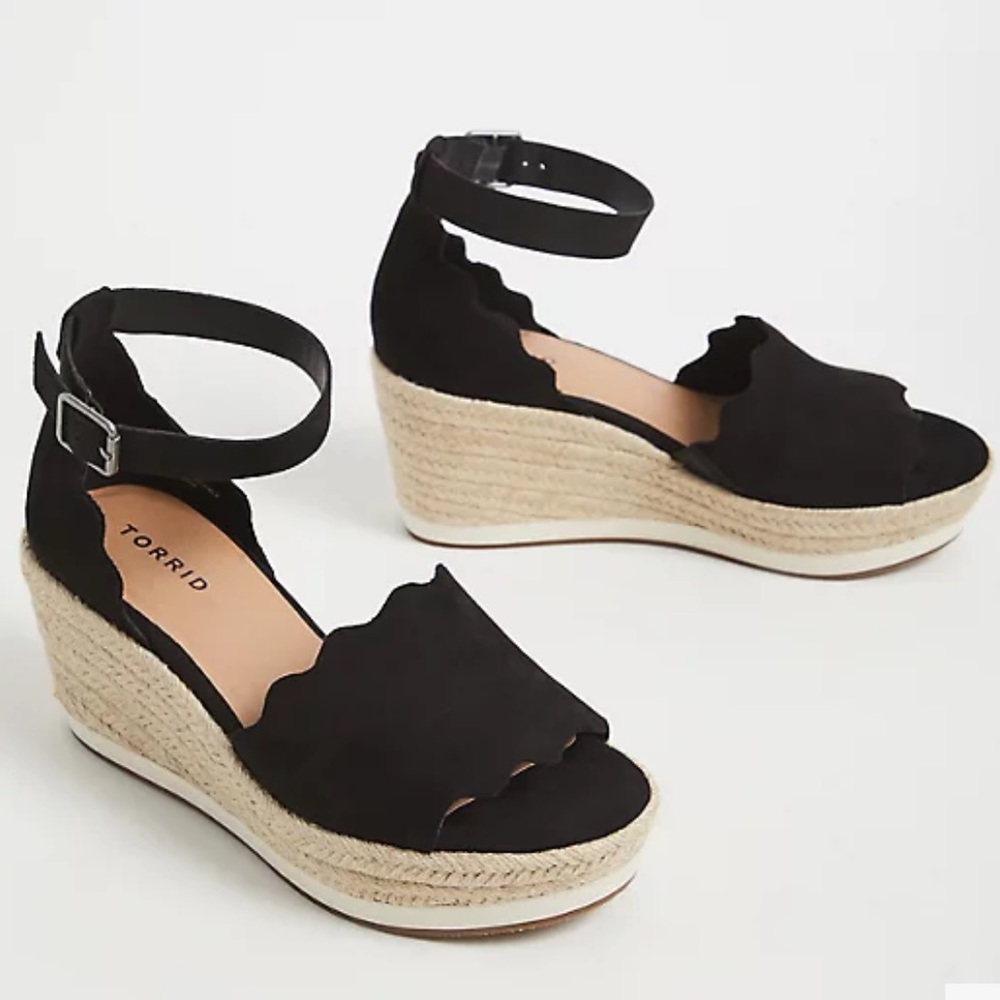 Torrid Faux Suede Scalloped Wedges